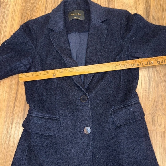 Massimo Dutti - Long Sleeve Women’s Business Casual Office Navy Blue Wool Blazer - Picture 9 of 11